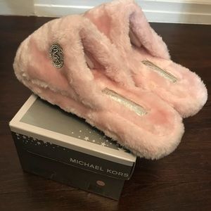 Micheal Kors Jet Set Faux Fur Slippers